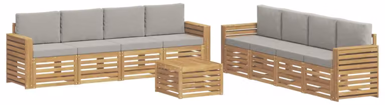 Set di mobili per divano, 9 pezzi, bianco e grigio chiaro, 59 x 59 x 37 cm