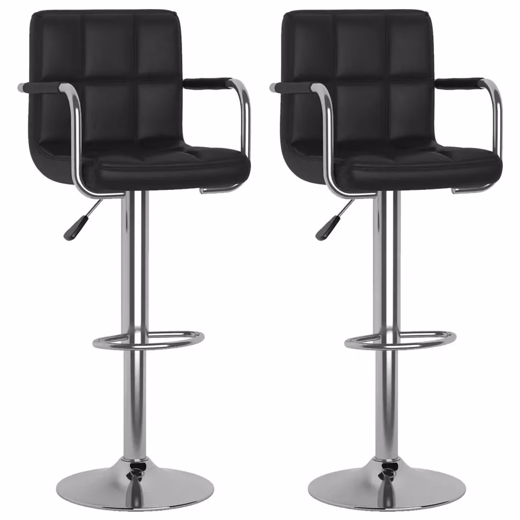 Set di 2 sgabelli da bar vidaXL neri in similpelle con base girevole a 360 gradi e finitura opaca – 2