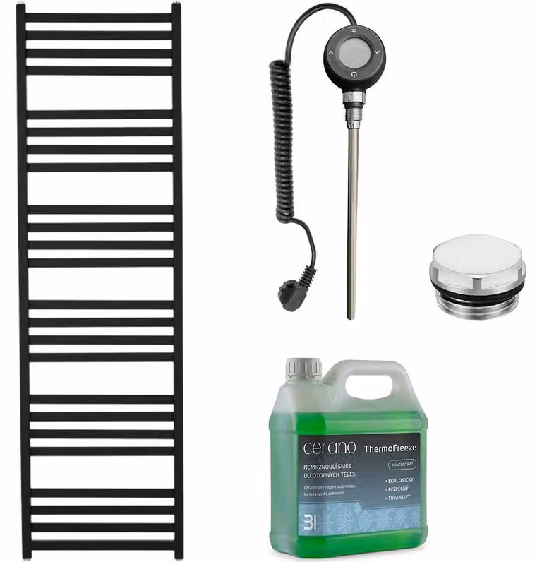 Set di radiatori elettrici da bagno Fulgiduson - Wi-Fi - 600W - nero opaco - 1800x530 mm