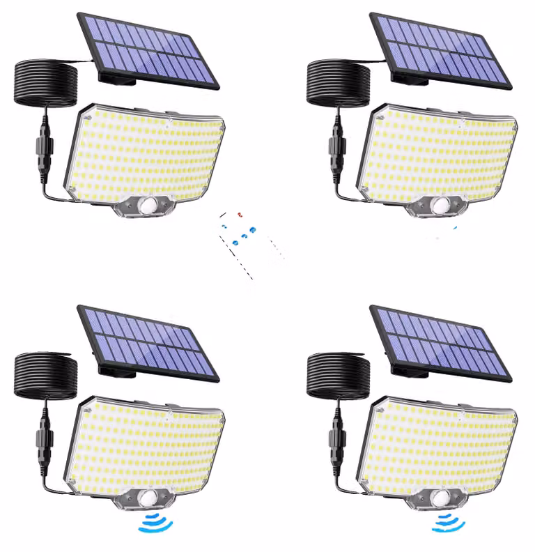 Lampada da parete solare per esterni, con telecomando, design impermeabile, confezione da 4 pezzi