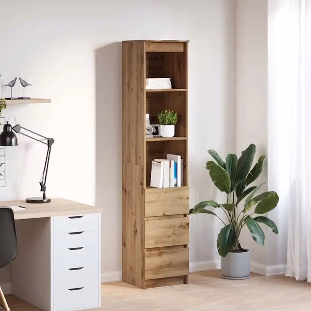Credenza Buffet Armadio da Cucina Design Mania Rovere Marrone con Ripiani Interni L/P/H: 37,5 x 35 x 180 cm – 1