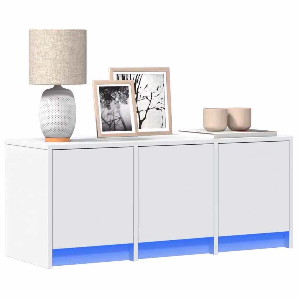 vidaXL Mobile Porta TV con LED Bianco in Truciolato e MDF, L 97 cm x P 34 cm x H 40 cm