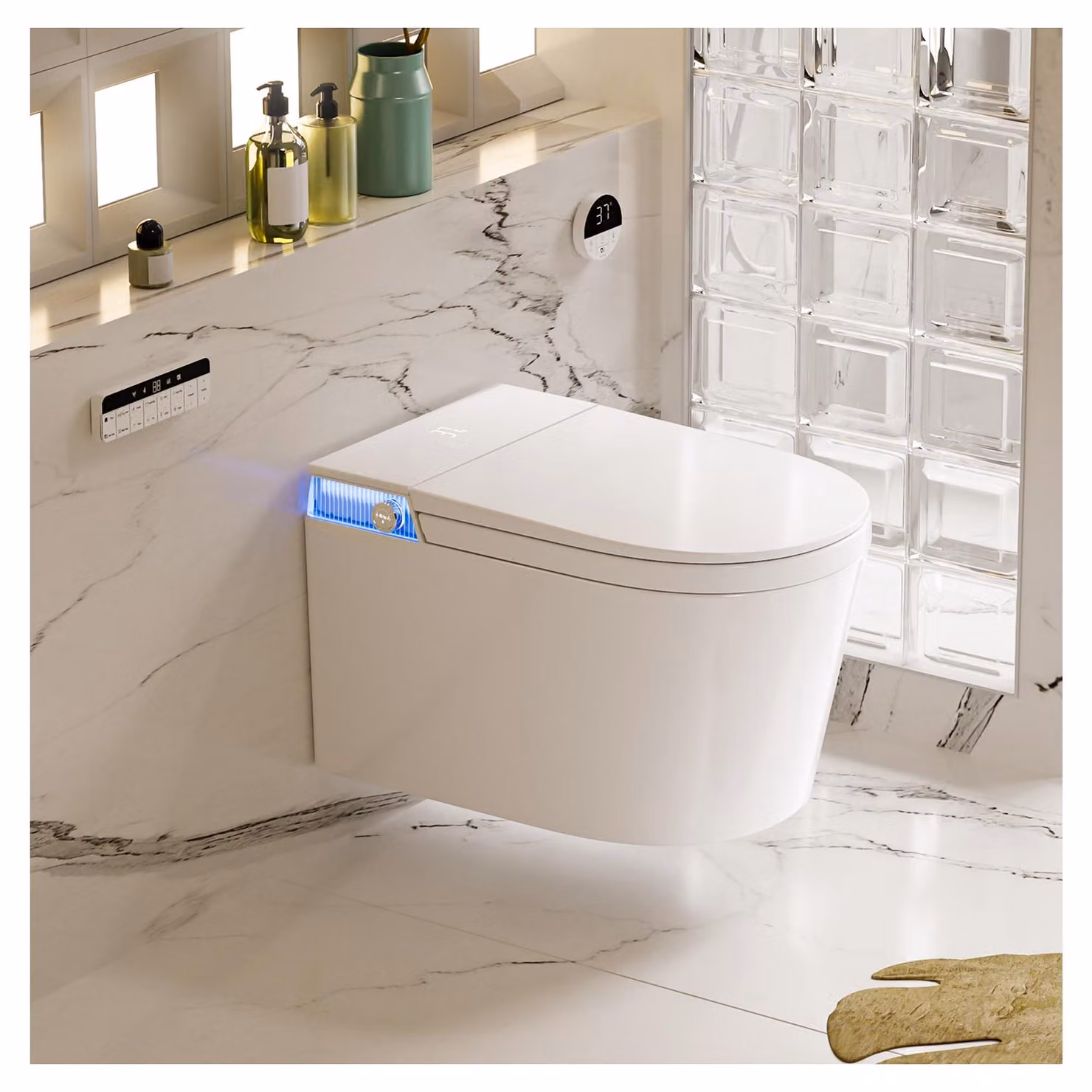 Water WC con funzione bidet, scarico automatico, sedile riscaldato, colore bianco