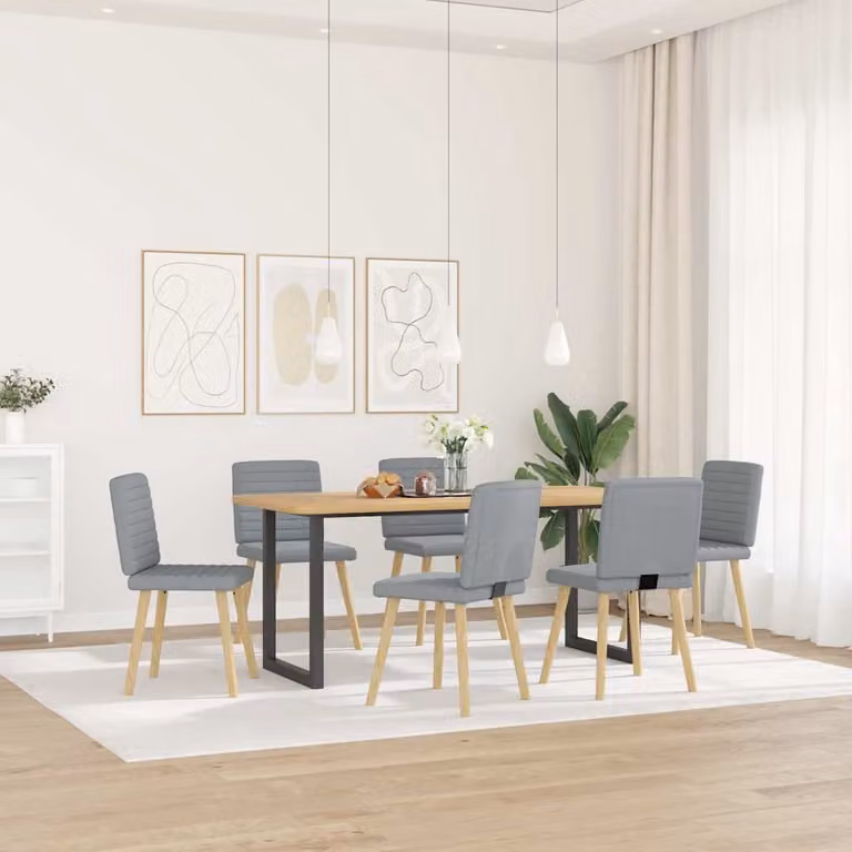 vidaXL Sedie da Pranzo 6 pz Grigio Chiaro in Tessuto