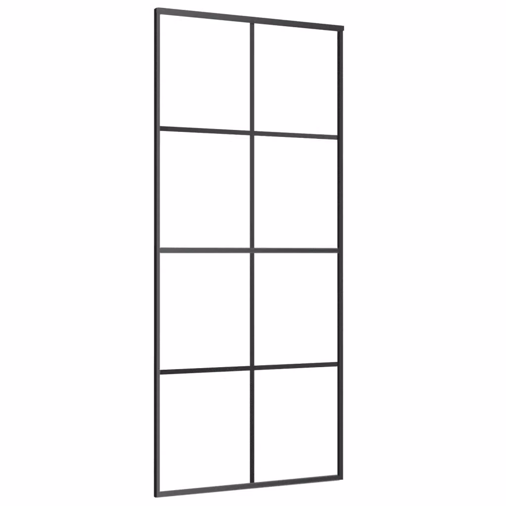 Porta Scorrevole in Vetro e Alluminio VIDAXL Nera L: 90 cm, H: 205 cm – 2