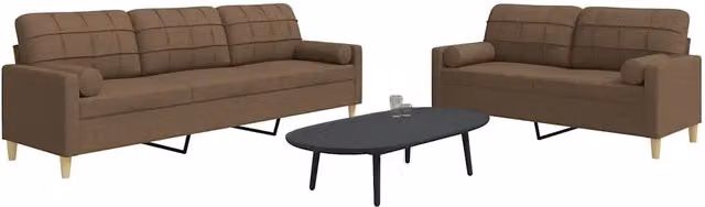 Set di Divani 2 pz con Cuscini Marrone in Tessuto 3278338