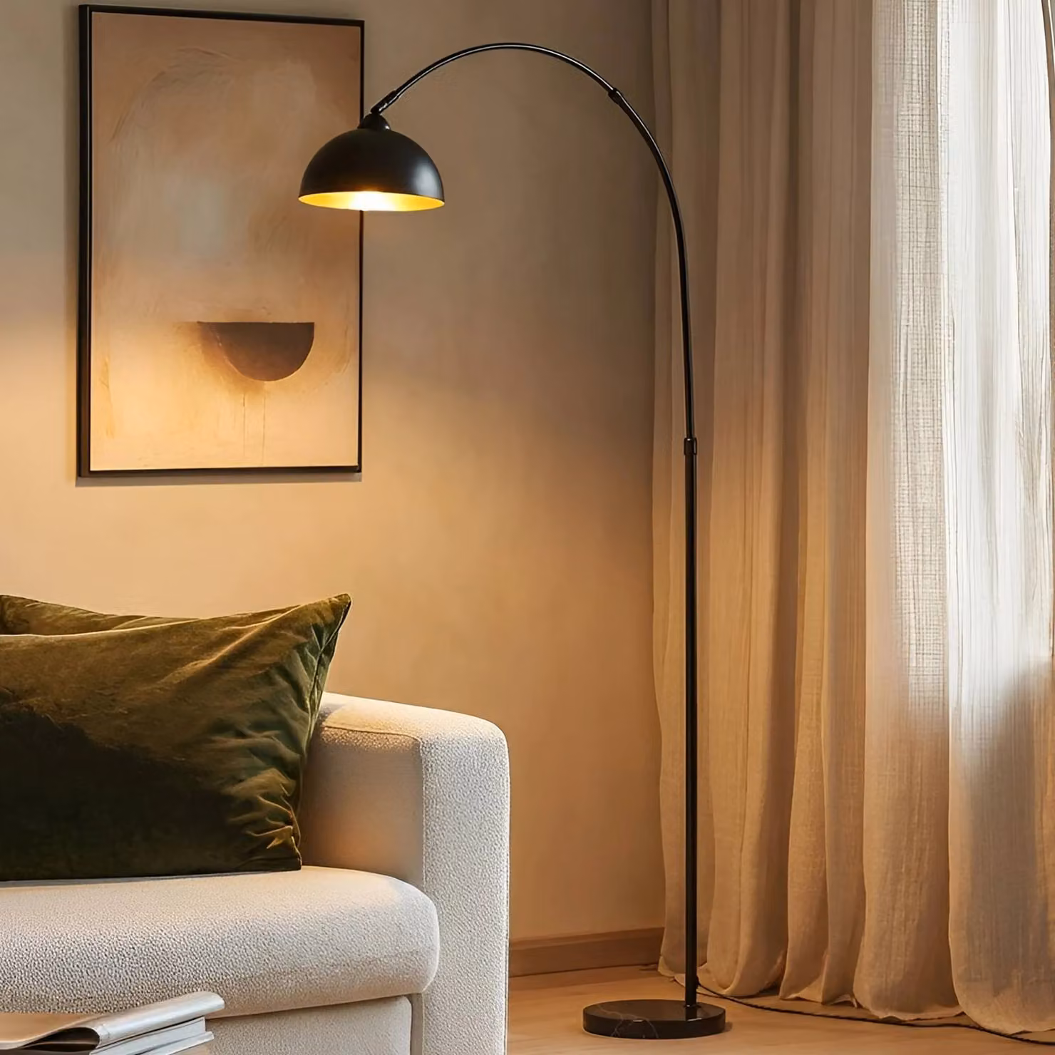 Lampada da terra Tonka Lindby, Nero, Soggiorno / Sala da pranzo, Metallo, Moderno, Lampada da terra