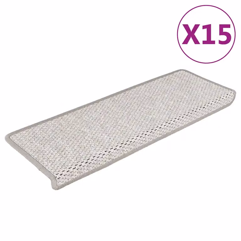 vidaXL Tappeti Autoadesivi Scale Aspetto Sisal 15 pz 65x21x4cm Platino