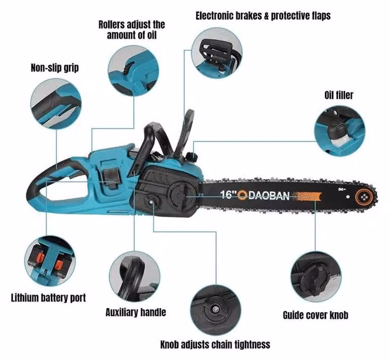 Troncatrice a catena elettrica - Motosega a batteria da 40 cm - Motore brushless da 3500 W - Ideale per tagliare legno e potare alberi - Modello portatile - Set con 2 batterie da 6,0 Ah