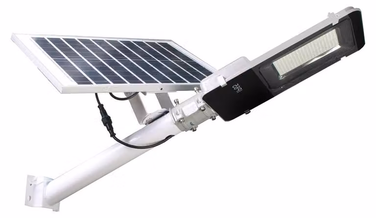 Lampione stradale a LED solare, 2500 lumen, 6000K, luce bianca fredda, grado di protezione IP65