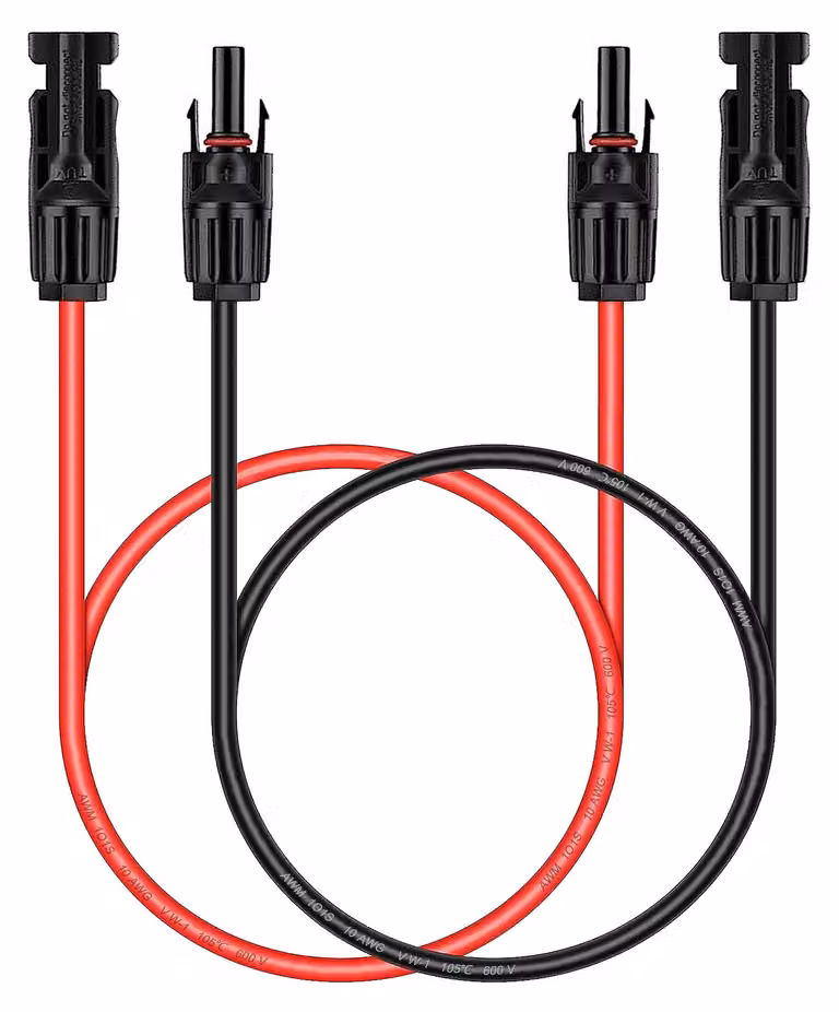 Cavi di prolunga solari con connettore/presa, 2 pezzi, rosso/nero