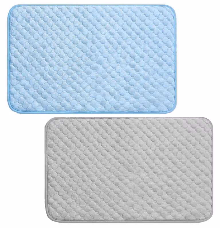 Tappetini refrigeranti per cani, 2 pezzi, grigio e blu, 60x80 cm, auto-raffreddanti, lavabili