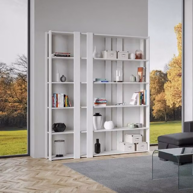 Composizione Libreria E Kato 6R 8 fasce lunghe - Bianco Frassino