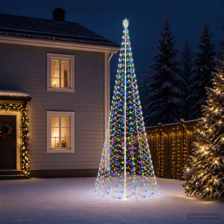 vidaXL Albero di Natale a spirale LED con picchetto EKENAS 500 cm