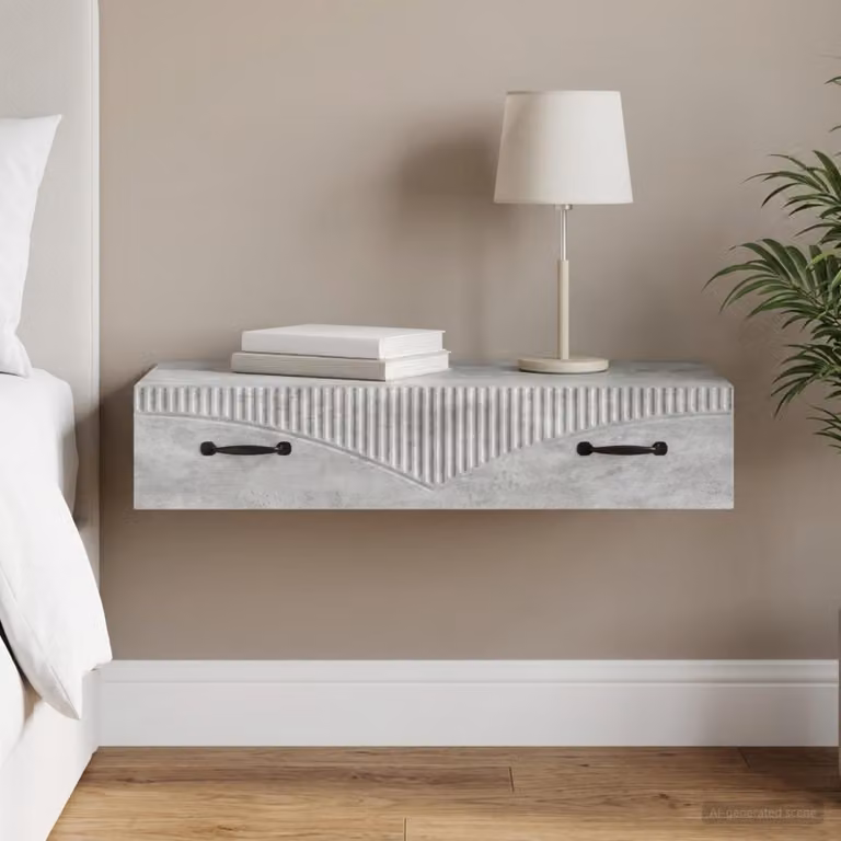 vidaXL Tavolino da Parete Laterale Moderno in MDF Grigio Cemento L 87,5 x P 34,5 x H 17 cm