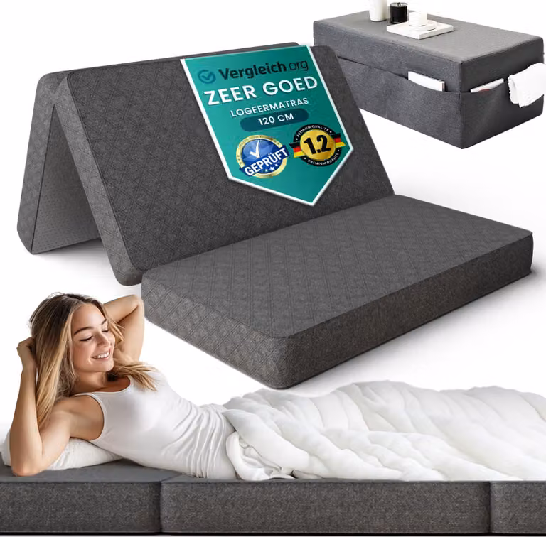 Materasso pieghevole 120x195 cm, alto 14 cm, ideale come letto per ospiti