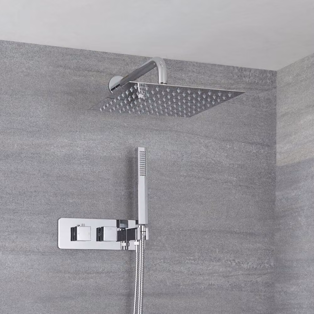 Doccia Termostatica con Soffione a Parete - Doccetta - Comfort termostatico - Design Moderno - Kubix