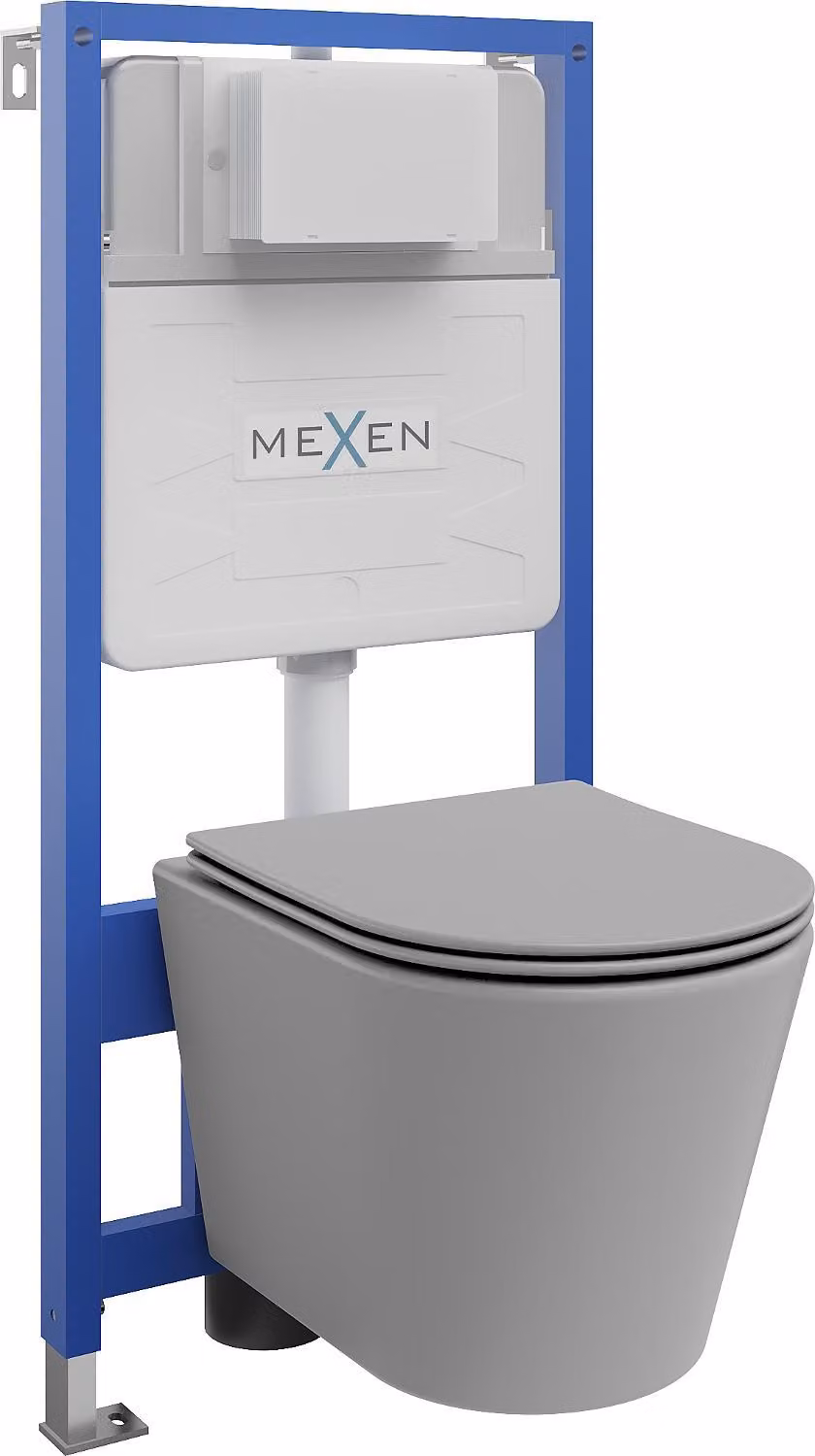 Mexen set da incasso WC struttura Fenix Slim con vaso WC Rico e sedile a chiusura rallentata, grigio chiaro opaco - 61030724061
