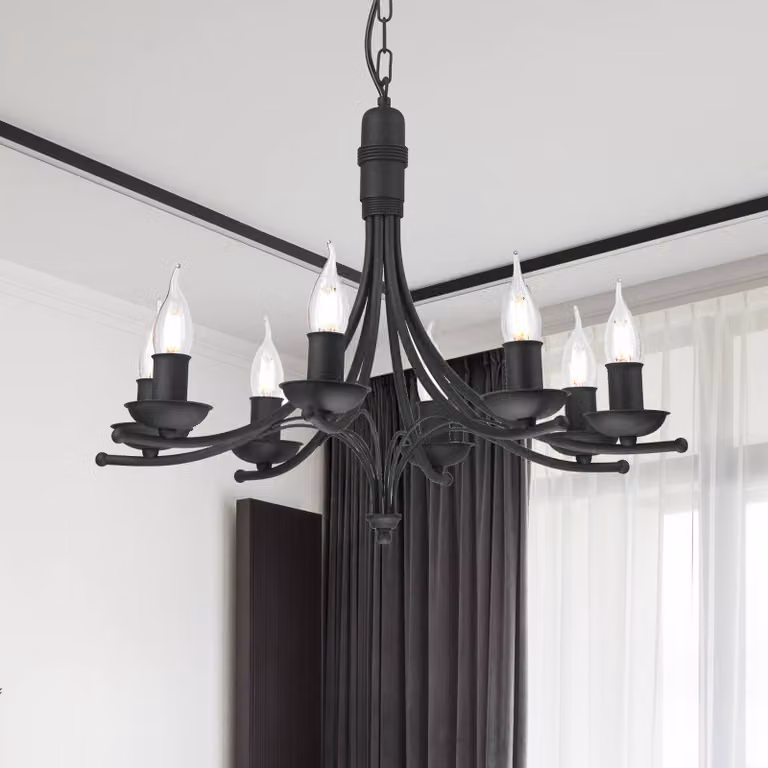 Lampadario a soffitto Kandela Lamkur, dimmerabile, Nero, Corridoio, Metallo, Moderno, Lampadario