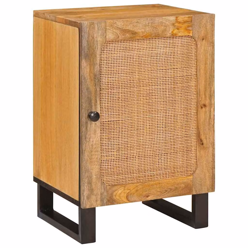 Mobile da bagno moderno vidaXL in legno di mango e metallo, marrone e nero, L: 38 cm, P: 33 cm, H: 58 cm