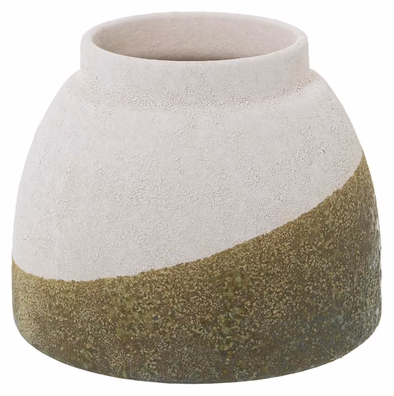 Vaso in Vetroceramica, 14 cm, beige/verde, texture effetto sabbia, dimensioni 17x14 cm
