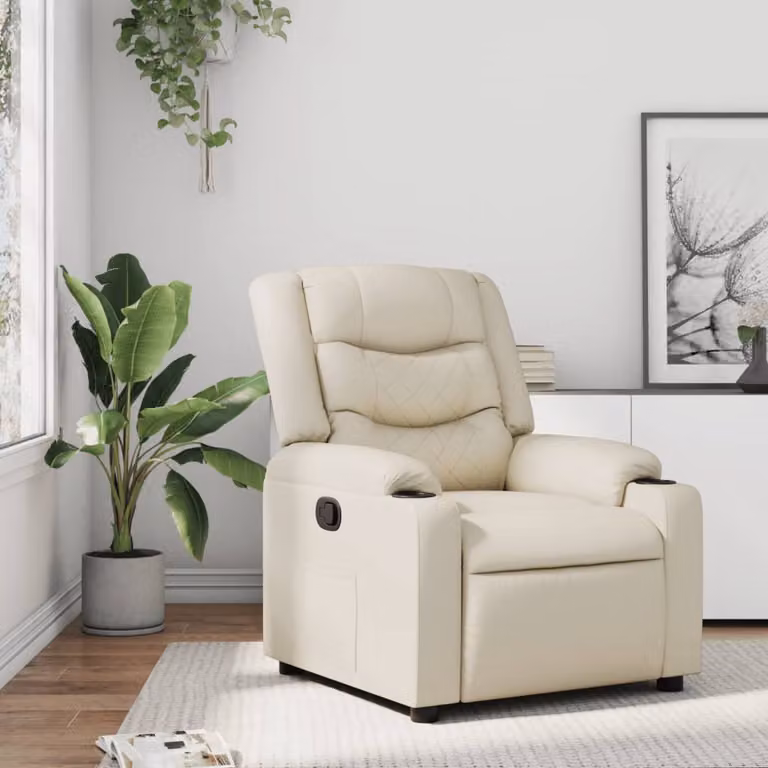 Poltrona Reclinabile Relax vidaXL in Similpelle Beige con Braccioli e Reclinazione Manuale