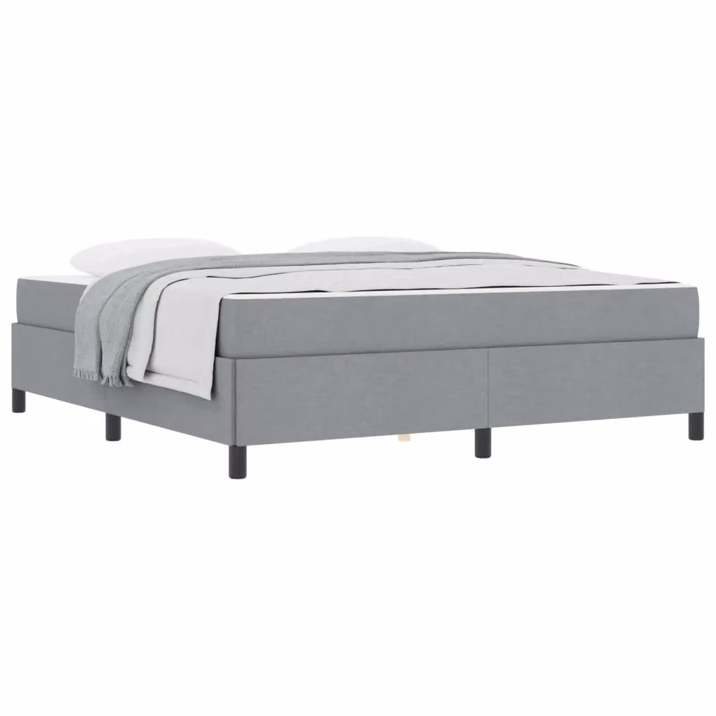 Letto a molle moderno vidaXL in tessuto grigio con struttura in legno, L 180 x P 200 cm – 2