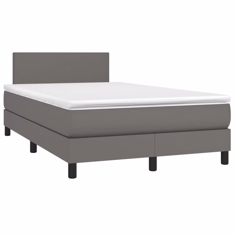 Giroletto a Molle con Materasso Grigio 120x200 cm in Pelle finta