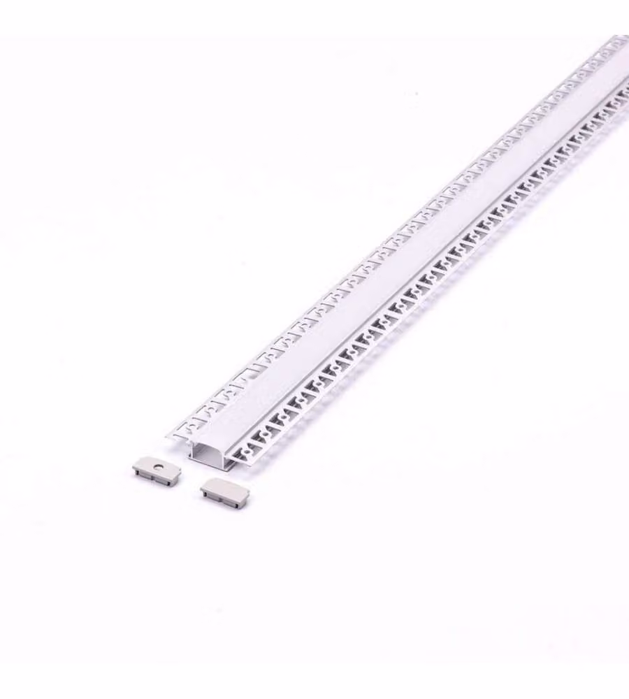 Profilo in alluminio V-TAC colore silver per doppia strip LED ad incasso per cartongesso con copertura satinata L: 2000 mm x P: 61,5 mm