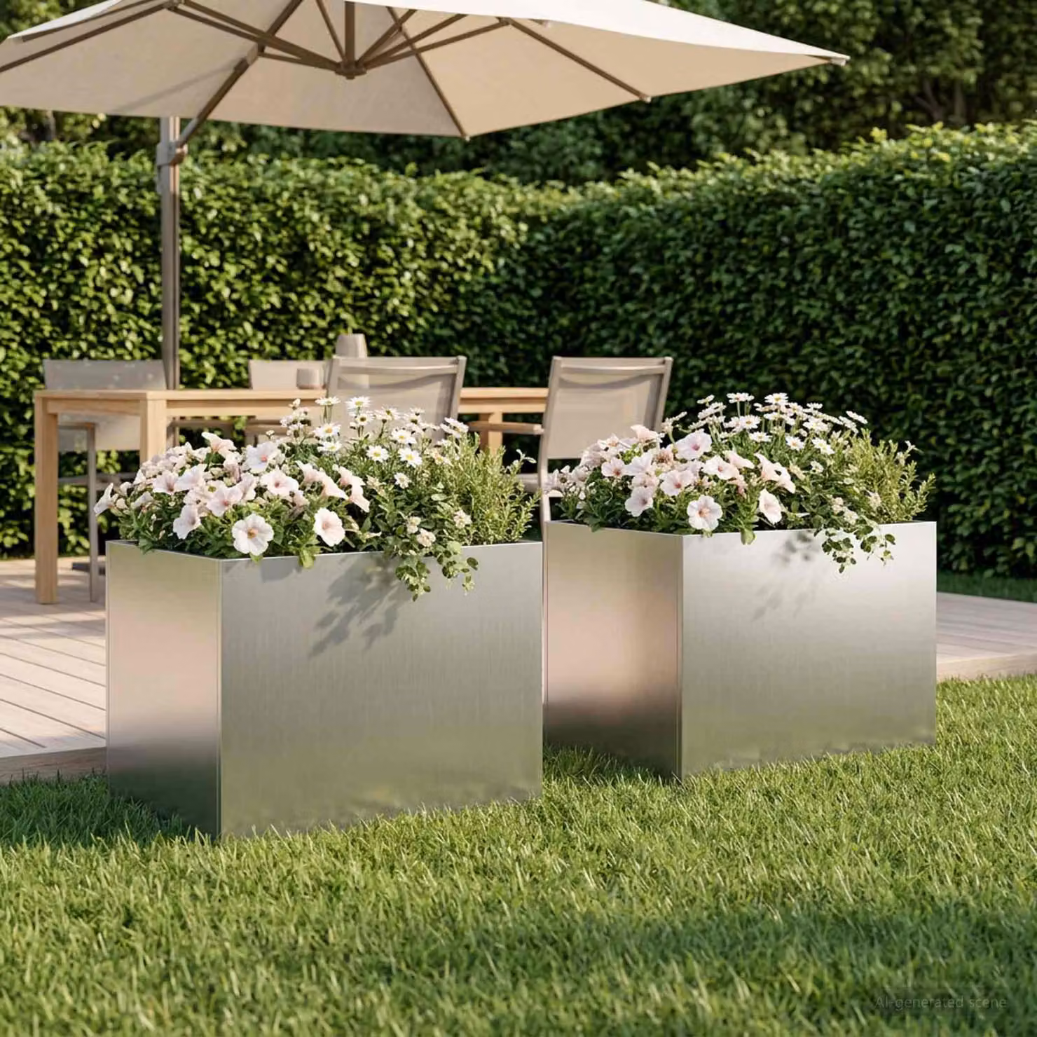 Set di 2 vasi da giardino vidaXL in acciaio zincato argento L 40 cm x P 30 cm x H 30 cm