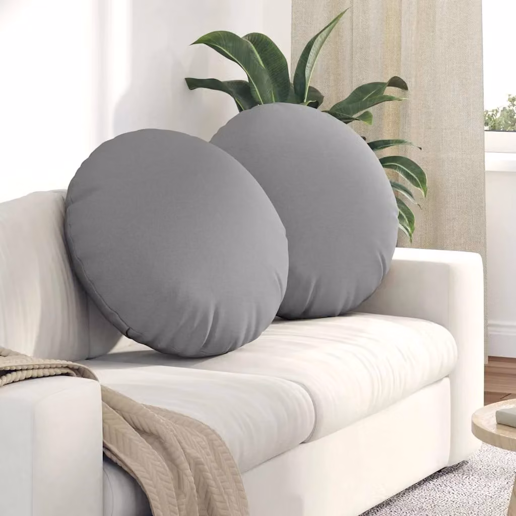 Set di 2 cuscini per seduta rotondi vidaXL in tessuto grigio, Ø 60 x 21 cm