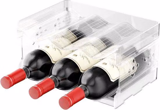 Scomparto refrigerato in plastica per bottiglie lunghe - Ripiano per bottiglie di bevande strette - Può contenere fino a 6 contenitori per bevande - Ripiano da cucina per bottiglie e vino - Pratico accessorio da cucina per la casa.