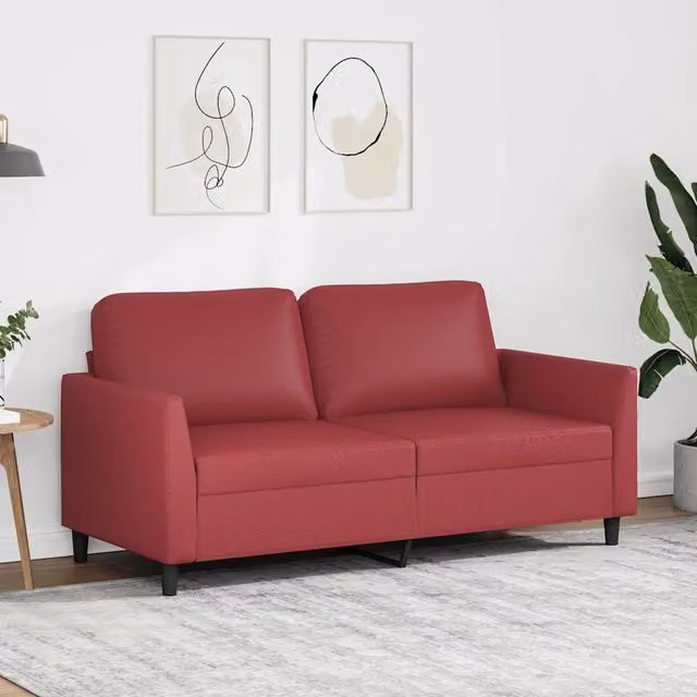 Divano a 2 posti moderno vidaXL in similpelle rosso con struttura in metallo per il tuo soggiorno