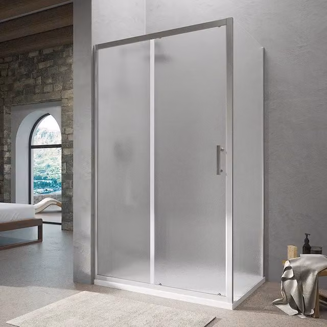 Box Doccia Angolare 90x100 cm vetro stampato, con apertura scorrevole e parete fissa h190cm | Tenerife