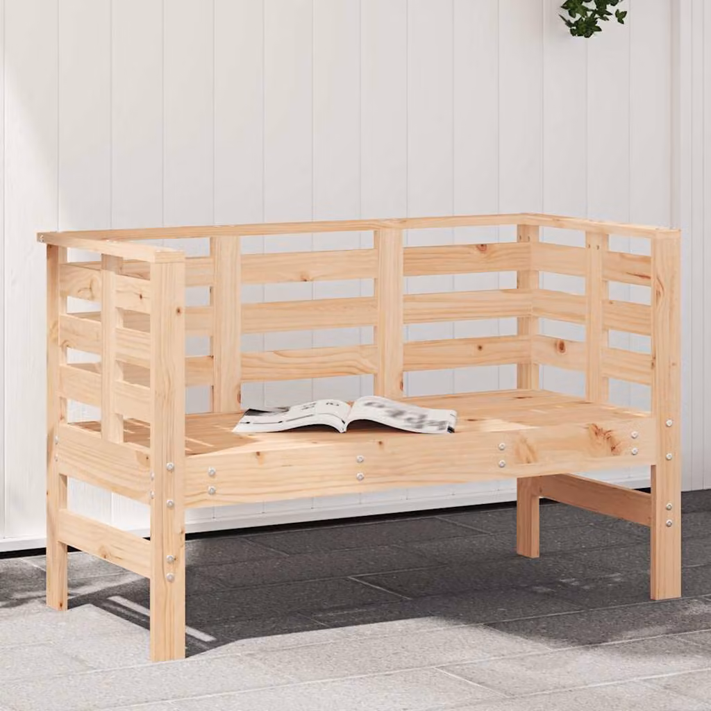 vidaXL Panca da Giardino in Legno di Pino Marrone con Braccioli L: 111,5 cm, P: 53 cm, H: 71 cm