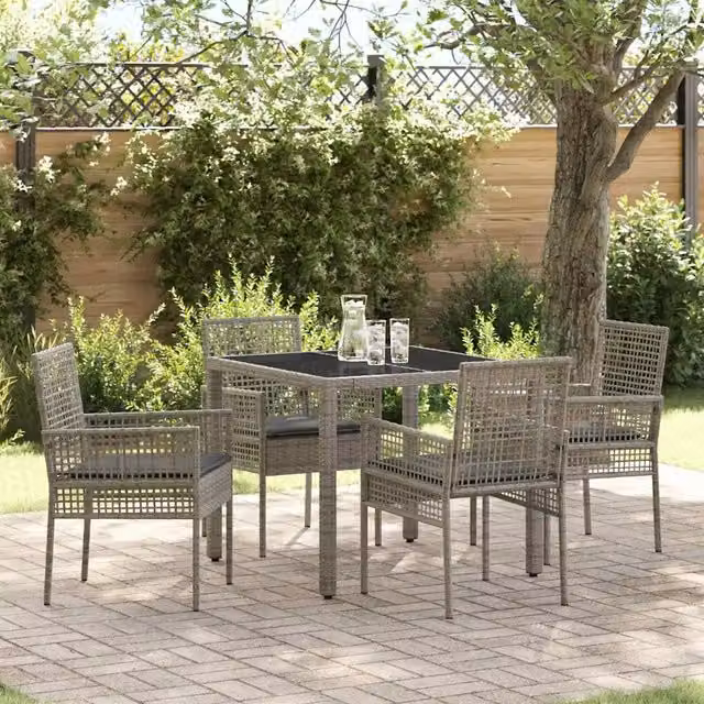 Set da Pranzo per Giardino 5 pz Grigio polyrattan 3334872