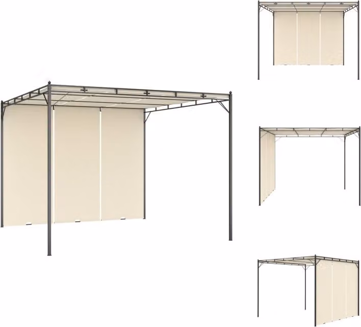 vidaXL Padiglione da giardino con tenda laterale 3x3x2,25 m crema - Padiglioni e tende per feste