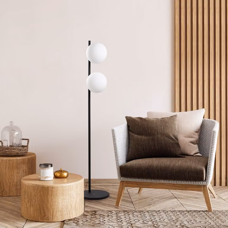 Opviq, Dual 13755 - Nero, Lampada da terra, CORPO IN METALLO, Nero, 155 x 30 x 30 cm