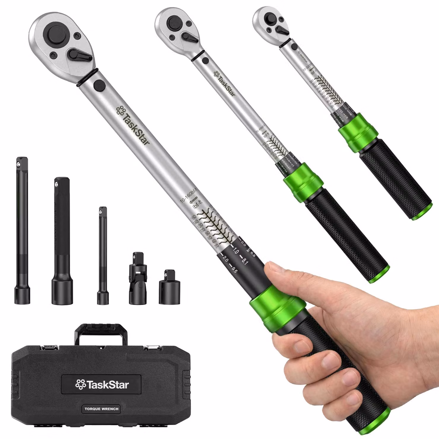 Set di chiavi dinamometriche per biciclette - 8 pezzi - coppia da 2 a 25 Nm - attacco da 6,35 mm - precisione del 3% - doppia scala - testa a cricchetto a 72 denti