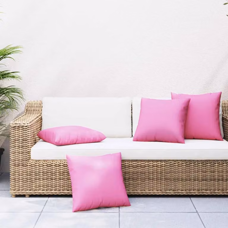 Set di 4 cuscini decorativi vidaXL in tessuto di poliestere rosa, L 60 cm x P 60 cm