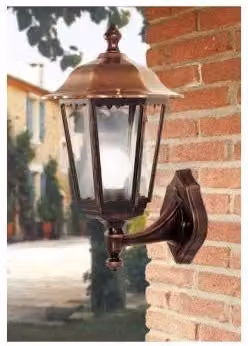 Applique a lanterna MORETTI LUCE S.N.C. in alluminio e rame con vetro trasparente, nero e argento, per esterno e giardino