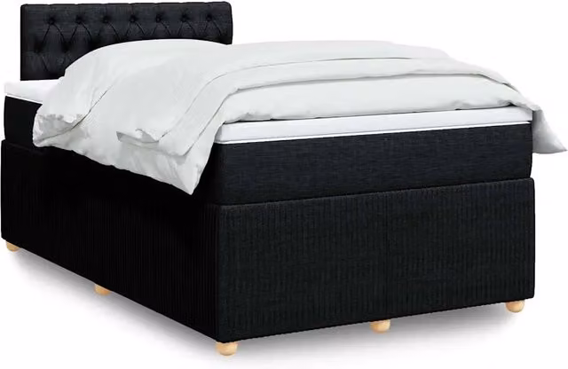 vidaXL Giroletto a Molle con Materasso Ibrido in Tessuto Nero L/P/H: 200 x 120 x 100,5 cm – 2