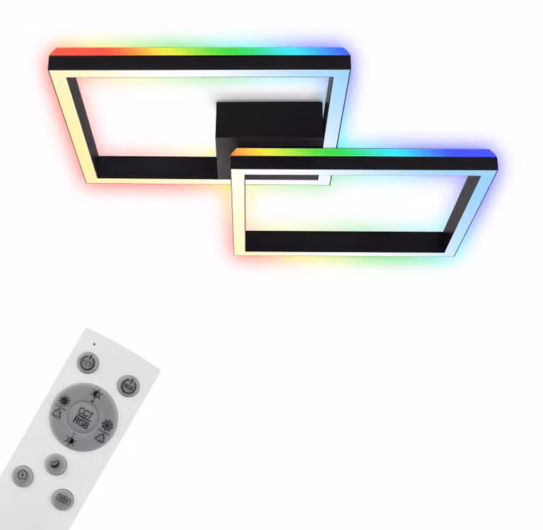 BRILONER - Lampada da soffitto RGB, lampada da soffitto retroilluminata a LED, dimmerabile, temperatura colore regolabile, cornice LED RGB, telecomando, nero