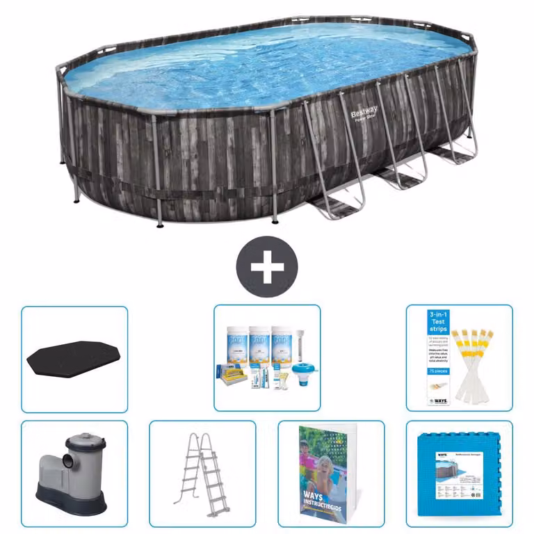 Bestway Power Steel, piscina ovale - 610x366x122 cm - composta da 6 parti - modello S536