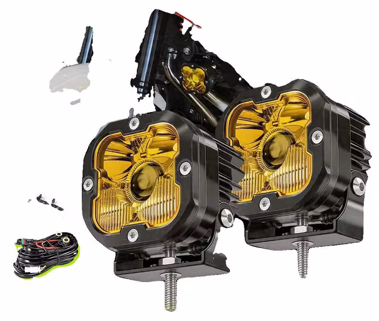 Lampada da lavoro, con doppia funzione: faretto e luce diffusa, compatibile con 12V/24V, colore bianco e giallo (DRL)