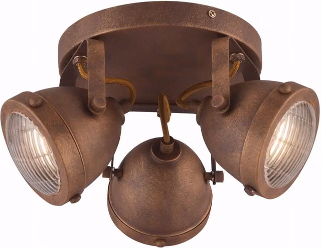 Plafoniera Candellux Frodo 98-71095 in metallo color bronzo con vetro trasparente, 3xGU10, orientabile e dimmerabile