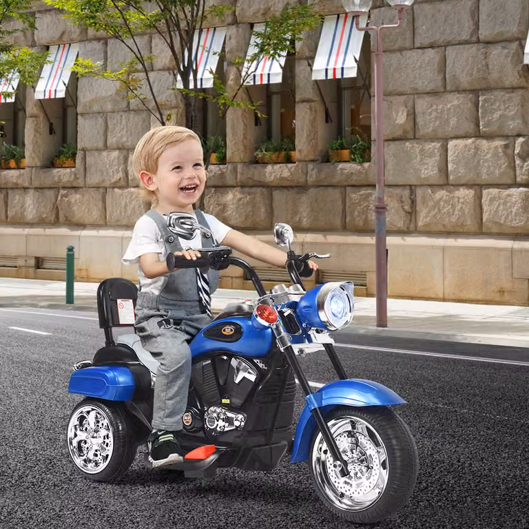 Moto cavalcabile Costway stile chopper per bambini e bambine, colore blu
