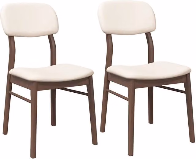 Sedie da Pranzo con Cuscini 2 pz | Sedie da cucina Marrone Legno Massello di Hevea