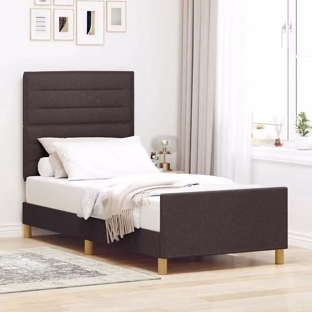 Struttura del letto imbottita vidaXL in tessuto marrone scuro L/P/H: 190 x 90 x 33 cm – 1