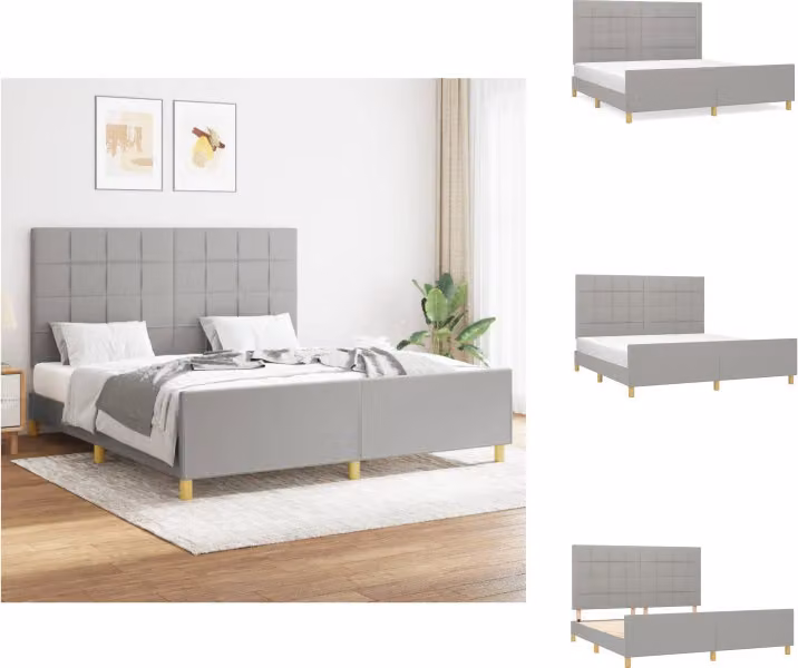 vidaXL Struttura letto con testiera in tessuto grigio chiaro 160x200 cm - Letti e strutture letto